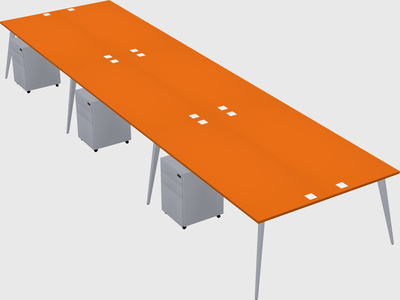 Shared rectangular office desk system
