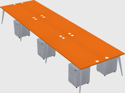 Shared rectangular office desk system