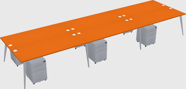 Shared rectangular office desk system