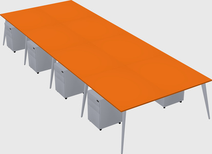 Shared rectangular office desk system