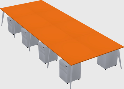 Shared rectangular office desk system