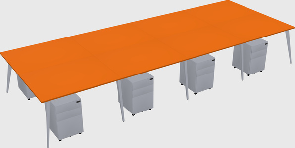 Shared rectangular office desk system