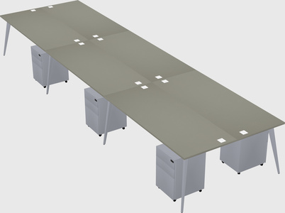 Shared rectangular office desk system
