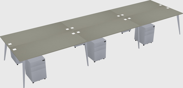 Shared rectangular office desk system