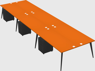 Shared rectangular office desk system