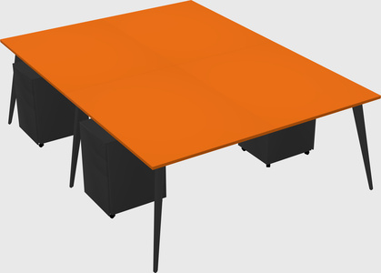 Shared rectangular office desk system