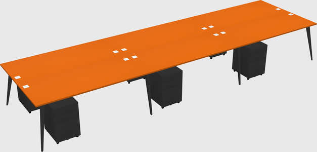 Shared rectangular office desk system