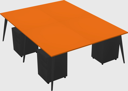 Shared rectangular office desk system