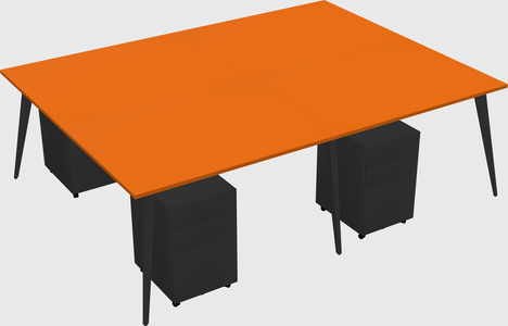 Shared rectangular office desk system
