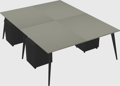 Shared rectangular office desk system