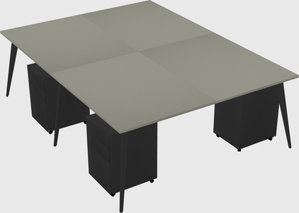 Shared rectangular office desk system