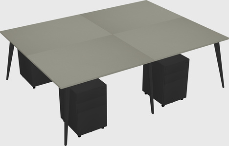 Shared rectangular office desk system