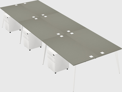 Shared rectangular office desk system