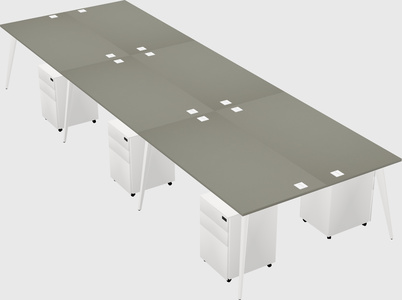Shared rectangular office desk system