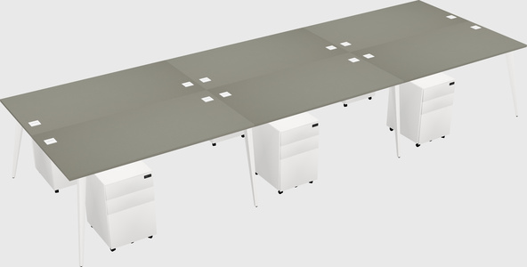 Shared rectangular office desk system