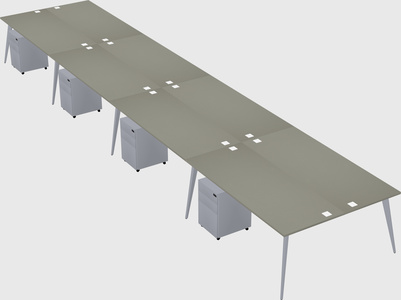 Shared rectangular office desk system