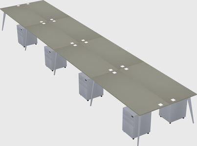 Shared rectangular office desk system
