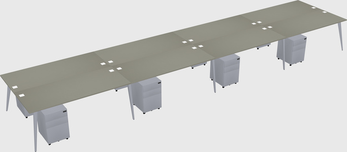 Shared rectangular office desk system