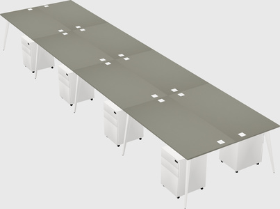 Shared rectangular office desk system