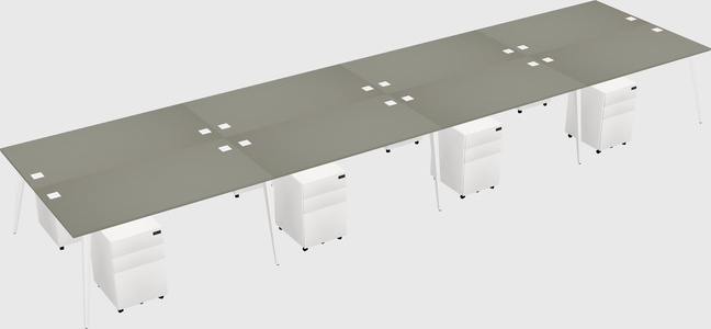 Shared rectangular office desk system