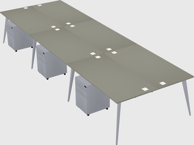 Shared rectangular office desk system