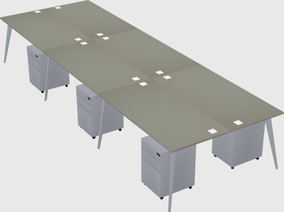 Shared rectangular office desk system
