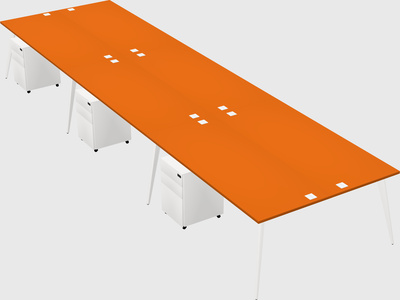 Shared rectangular office desk system