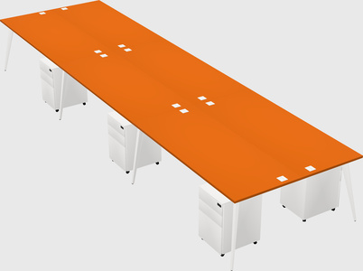 Shared rectangular office desk system