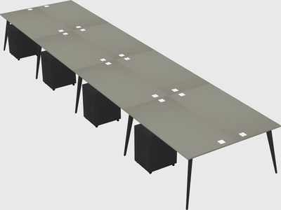 Shared rectangular office desk system