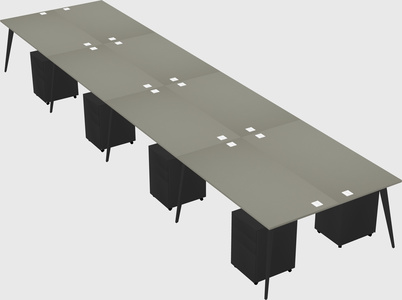 Shared rectangular office desk system