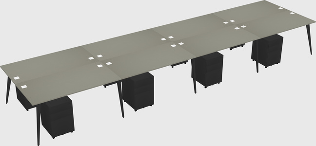 Shared rectangular office desk system