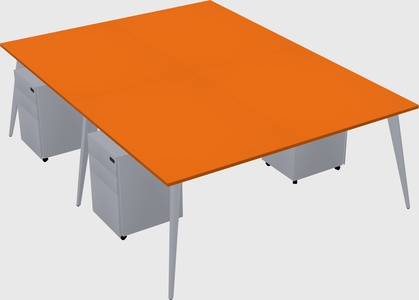 Shared rectangular office desk system