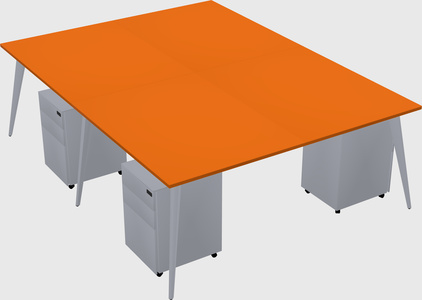 Shared rectangular office desk system
