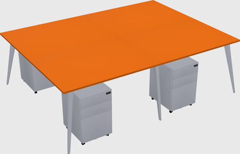 Shared rectangular office desk system