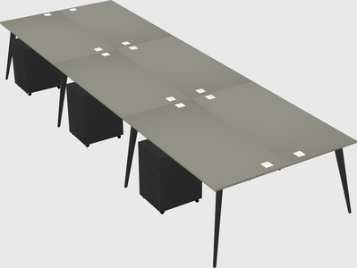 Shared rectangular office desk system