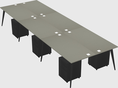Shared rectangular office desk system