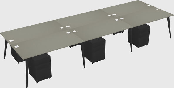 Shared rectangular office desk system