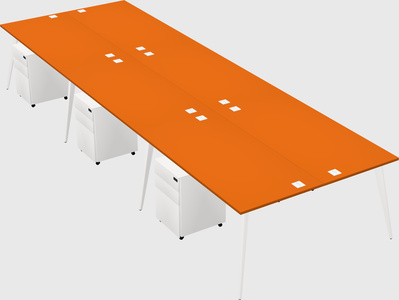 Shared rectangular office desk system