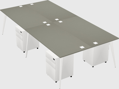 Shared rectangular office desk system