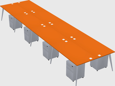 Shared rectangular office desk system