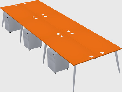 Shared rectangular office desk system