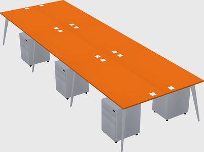 Shared rectangular office desk system