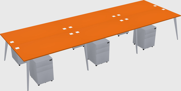 Shared rectangular office desk system