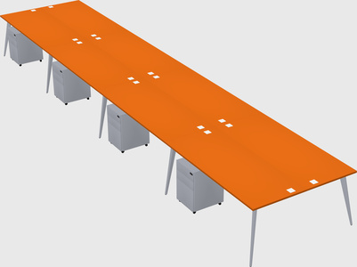 Shared rectangular office desk system