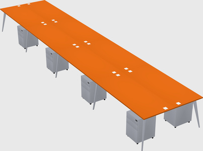 Shared rectangular office desk system