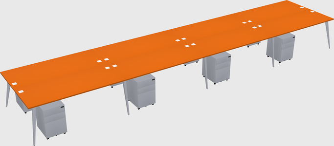 Shared rectangular office desk system