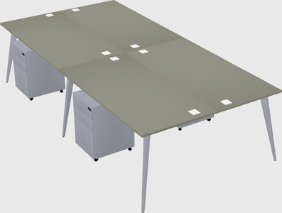 Shared rectangular office desk system