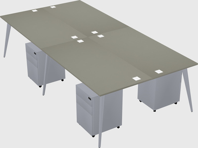 Shared rectangular office desk system
