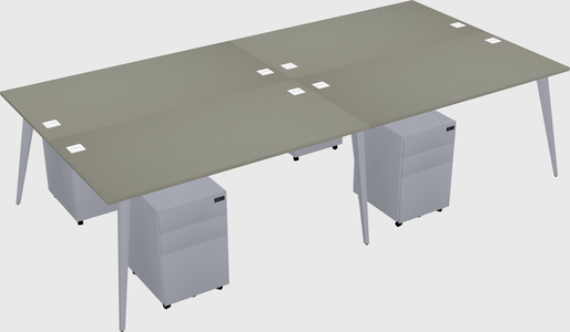Shared rectangular office desk system