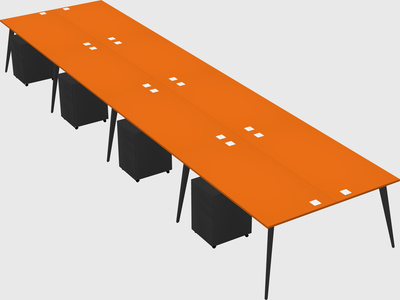 Shared rectangular office desk system